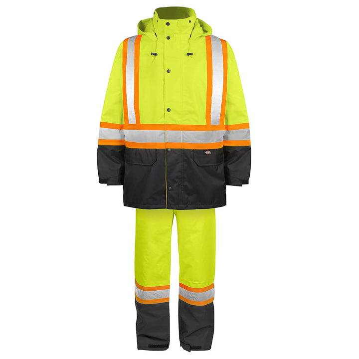 Dickies Workwear High-Visibility 150-Deniers Rain Suit, L Yellow