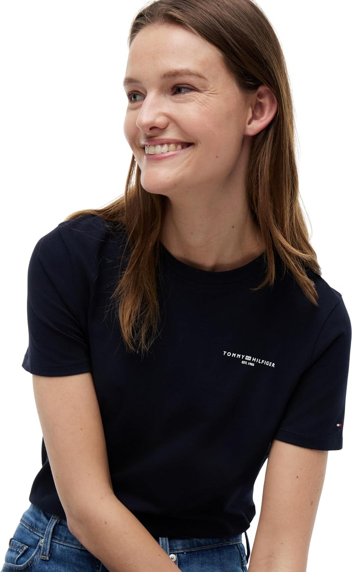 Tommy Hilfiger Damen T-Shirt Kurzarm 1985 Reg Mini Corp Logo C-Nk Ss Rundhalsausschnitt XXS Blue (No