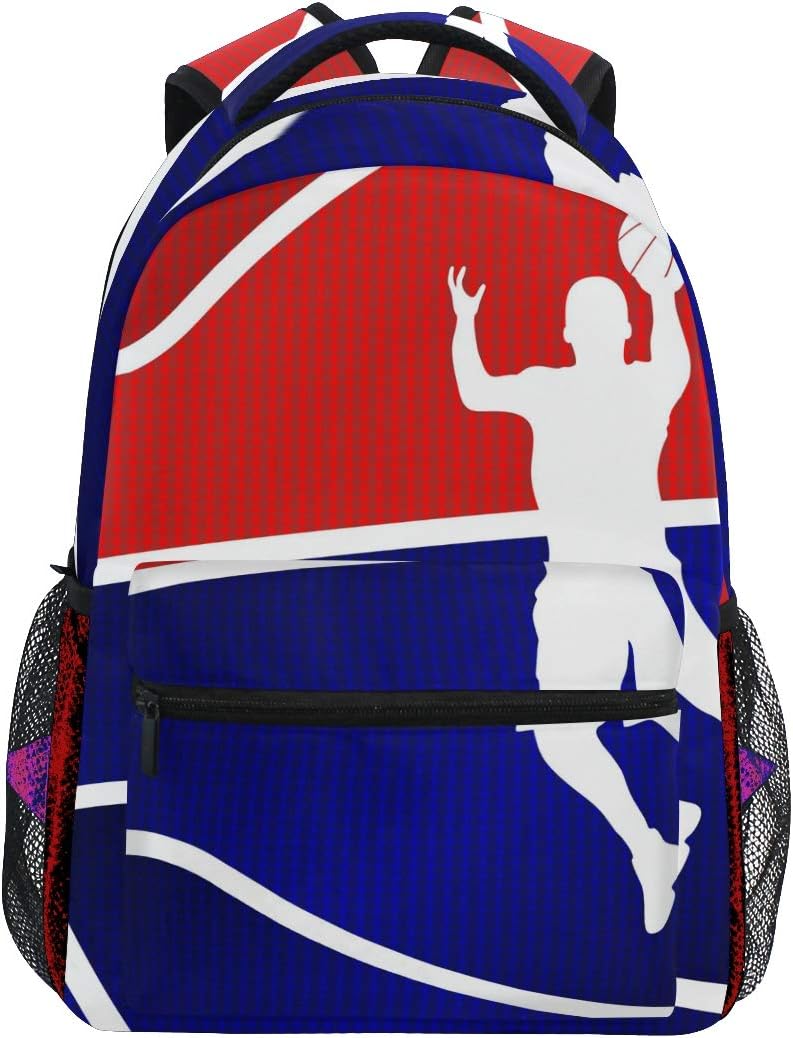 Blauer Basketball Hintergrund Schulrucksack für Jungen Mädchen Kinder Reisetasche Bookbag