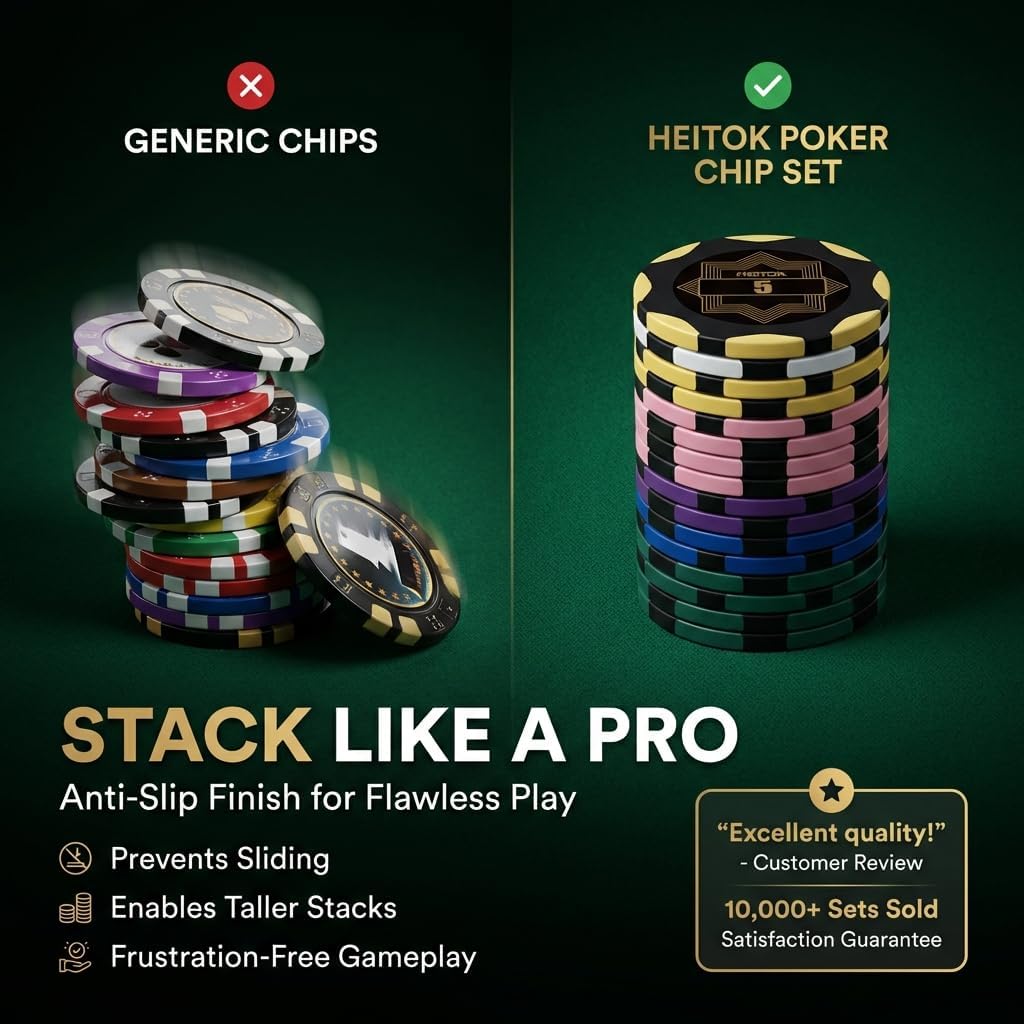 Poker Koffer 300 Chips 14g Clay – Premium Pokerchips Set mit Eisenkern & Nummerierten Werten – Art D