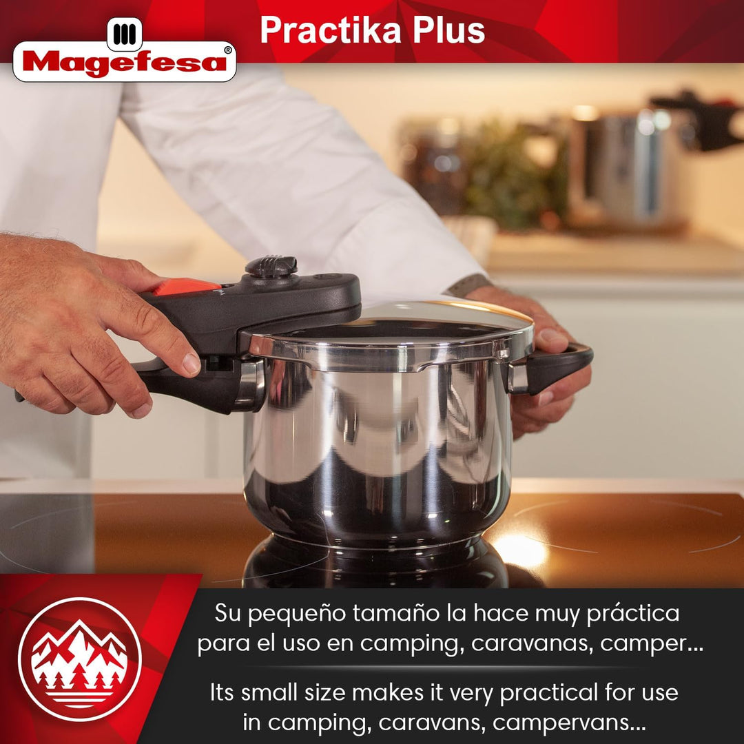M MAGEFESA 01OPPRAPL06 MAGEFESA 01OPPRAPL06-Schnellkochtopf Modell Practika Plus, Edelstahl, (6L) UK