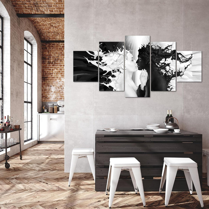 Runa Art - Bilder Milk und Coffee 200 x 100 cm 5 Teilig XXL Wanddekoration Design Schwarz Weiss 0050