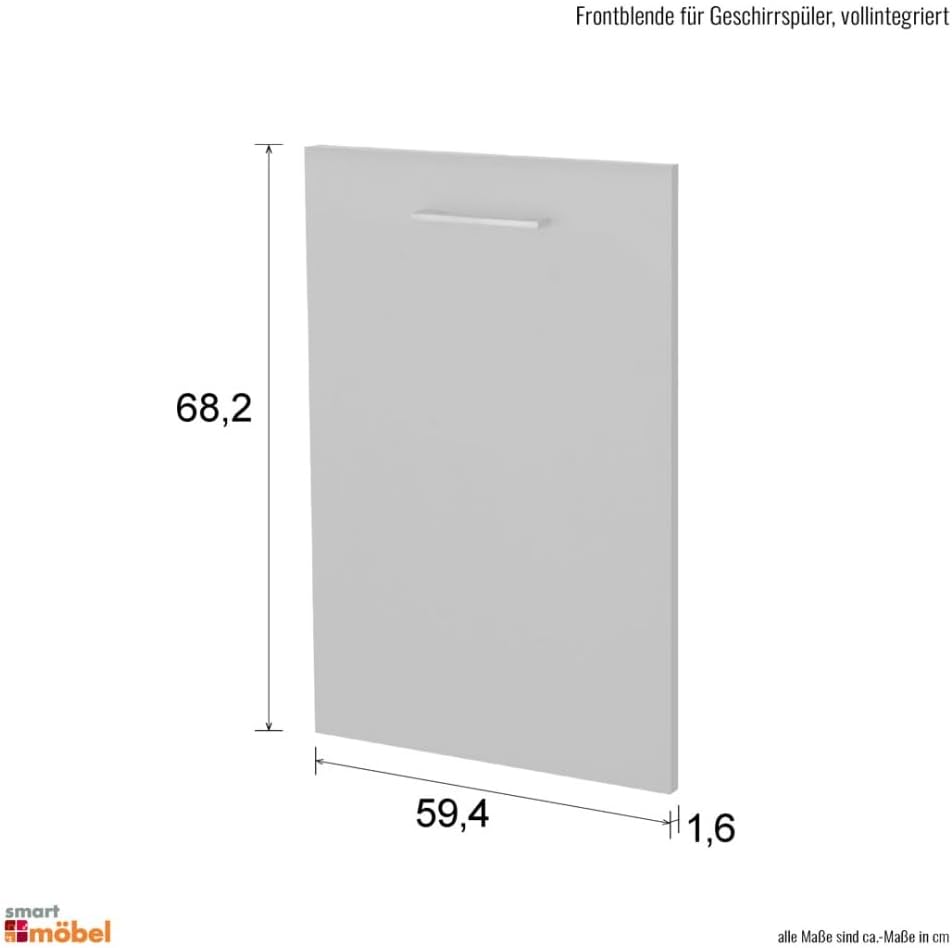 Smart Möbel Frontblende für vollintegrierten Geschirrspüler 60 cm Anthrazit - Lino