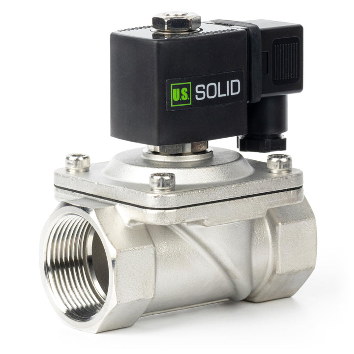 U.S. Solid 1-1/4" Magnetventil - Edelstahl DC 12V mit Viton-Dichtung, stromlos geschlossen, Anschlus