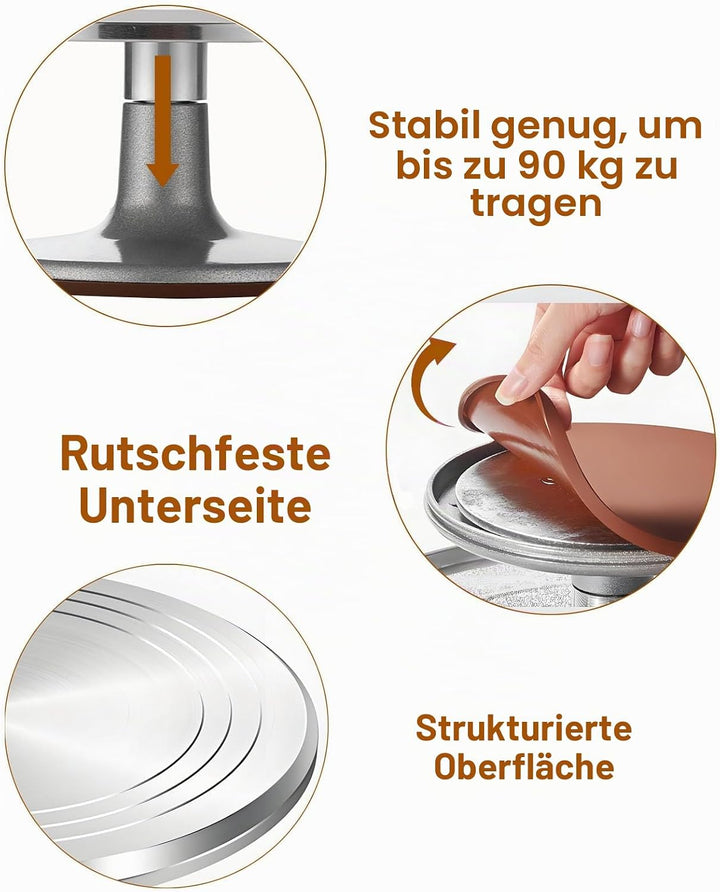 Tortenplatte Drehbar Aluminiumlegierung, Yizish 12-Zoll-Tortenständer Kuchen Drehteller mit Edelstah