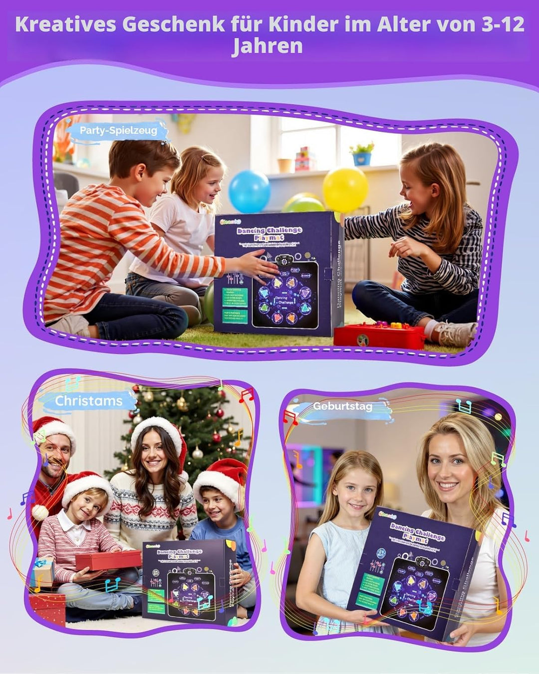 Tanzmatte Für Kinder, LED Licht-Tanzpad Mit 8 Tasten, Integrierter Musik, Bluetooth, 8 Modi, Kinder