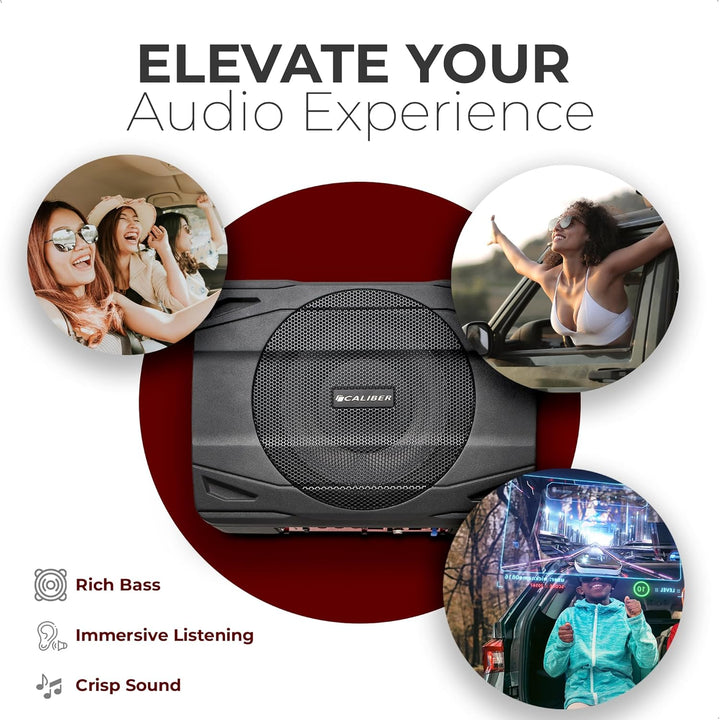 Caliber BC120US Auto-Subwoofer aktiv 500W - Schwarz - 21 x 29 x 7.2 cm - Unterseat - Woofer - 20 cm
