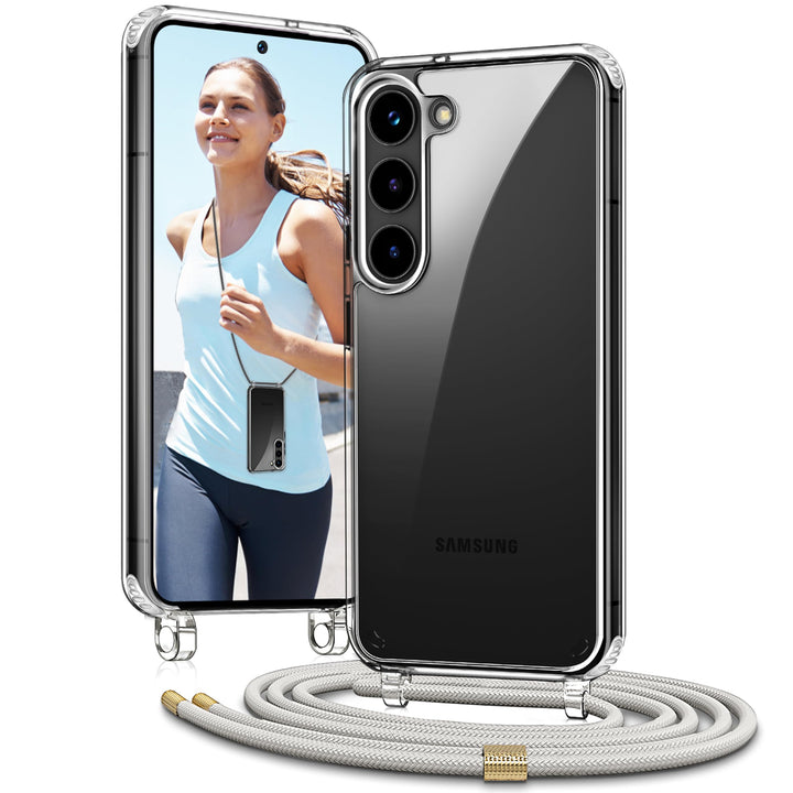 Handykette für Samsung Galaxy S23 6,1 Zoll Hülle mit Band - Necklace Handyhülle - Transparente Case