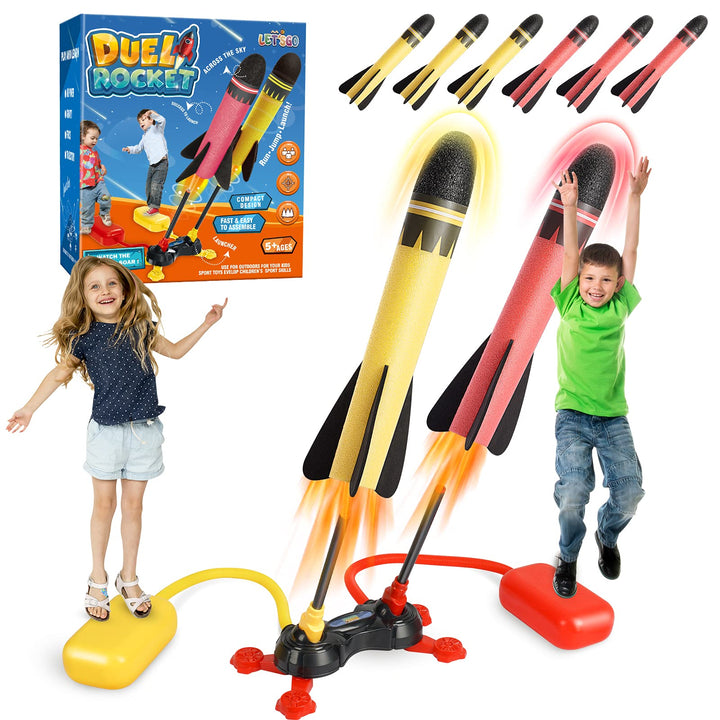 Rakete Luftdruck, Outdoor Spielzeug für Kinder - Geschenke für Jungen Mädchen Doppelt 6pcs, Doppelt