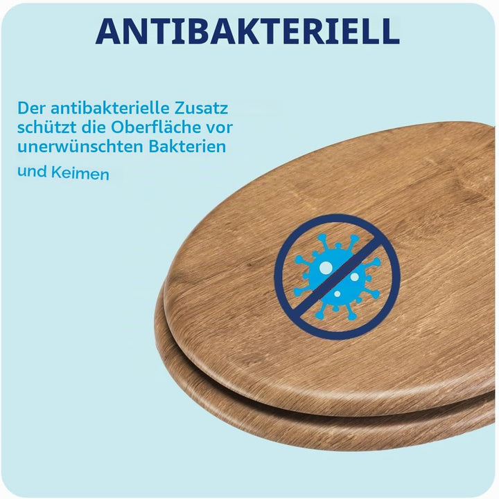 Croydex Ontario WC Sitz mit Absenkautomatik aus Holz – Flexi-Fix Einfache Montage - Schnellverschlus