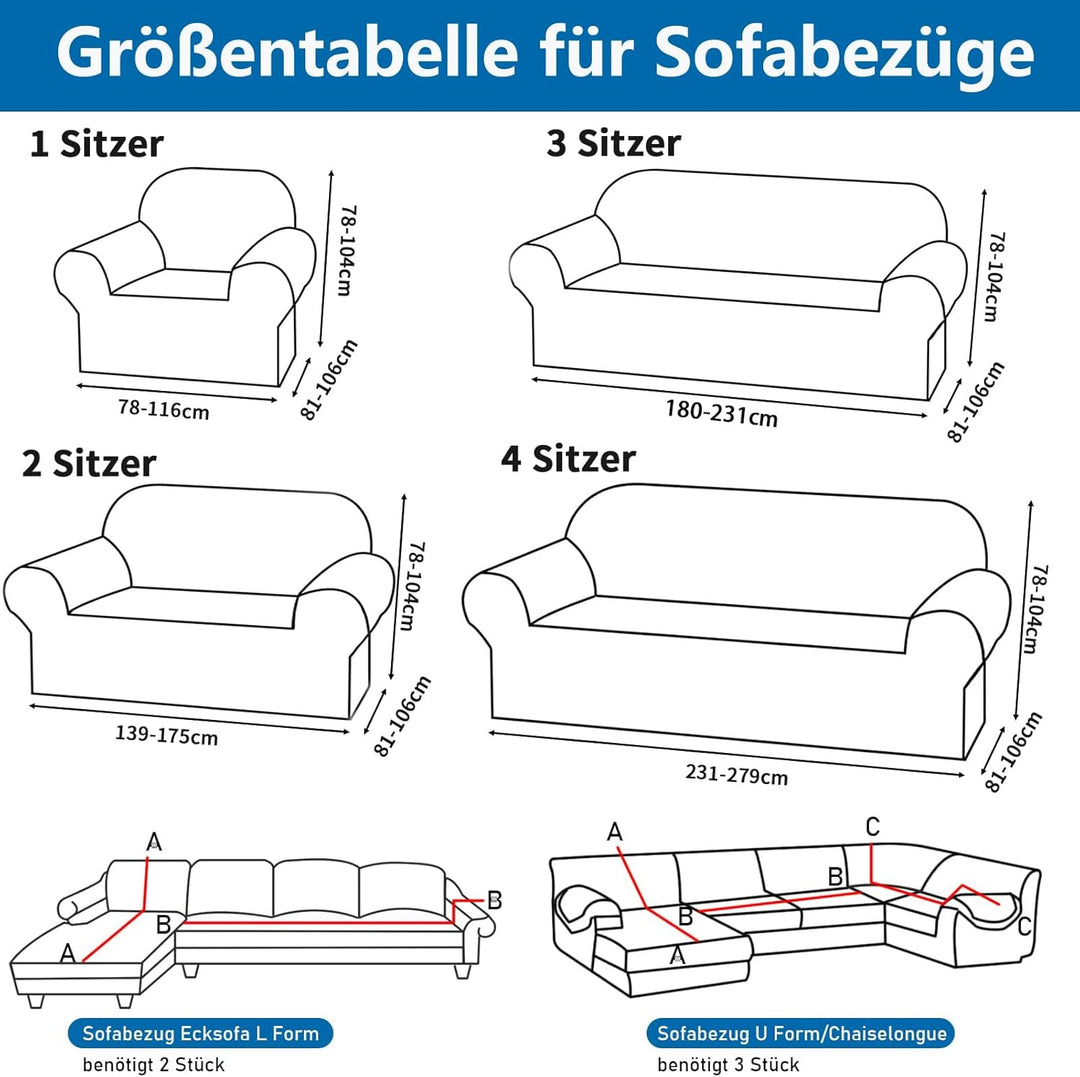 NAKIHOUSE Dicke Samt Sofa Überwürfe Sofabezug mit einem Kissenbezug, Superweicher Elastische Sofa Ab