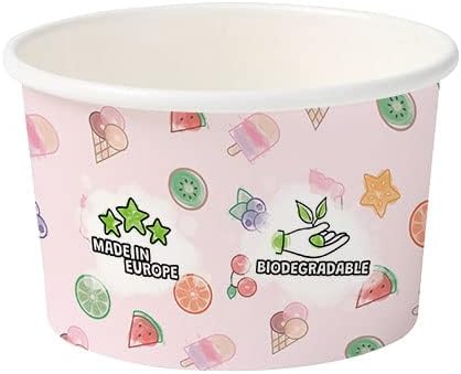 BIOZOYG Bio Eisbecher aus Pappe 1000 Stück I Kraft-Karton Becher rosa I Kompostierbare Becher ungebl