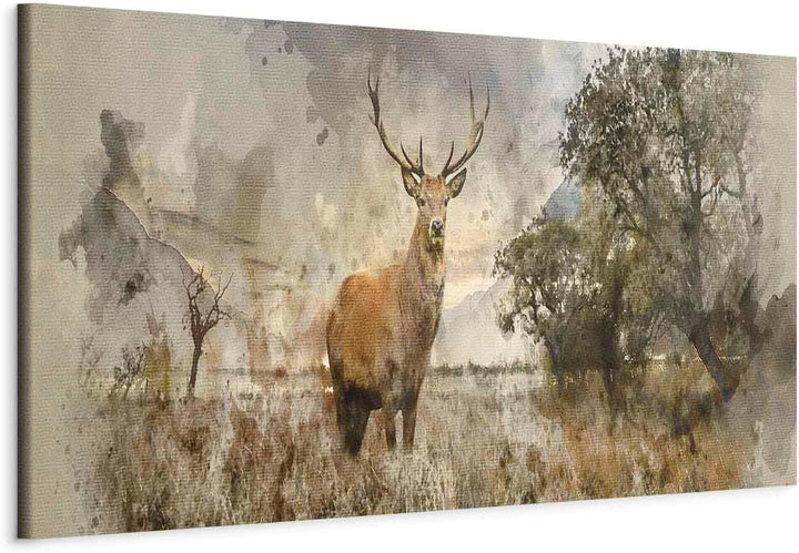 murando - Bilder Hirsch 150x50 cm Vlies Leinwandbild 1 tlg Kunstdruck modern Wandbilder XXL Wanddeko