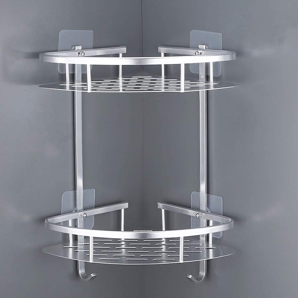 LATERN Duschregal Eckregal ohne Bohren - Aluminium Duschablage Ecke 2 Etagen, Rostfrei Eckablage Dus
