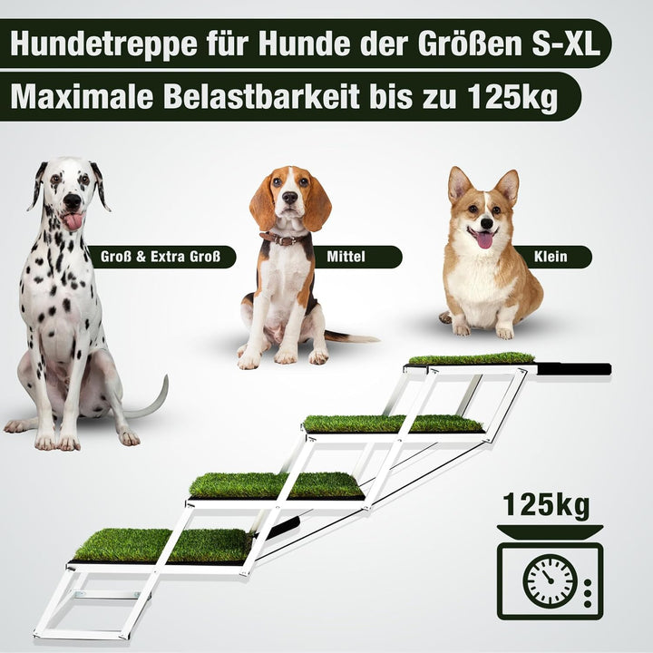 Extra Breit Hunderampe Auto Klappbar,Hundetreppe für Grosse Hunde mit rutschfeste Kunstrasen-Oberflä