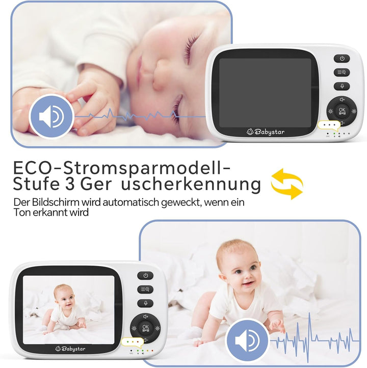 Babystar Babyphone mit Kamera, 3.2 Zoll Video-Babyphone Wireless, Nachtsicht, Temperaturüberwachung,