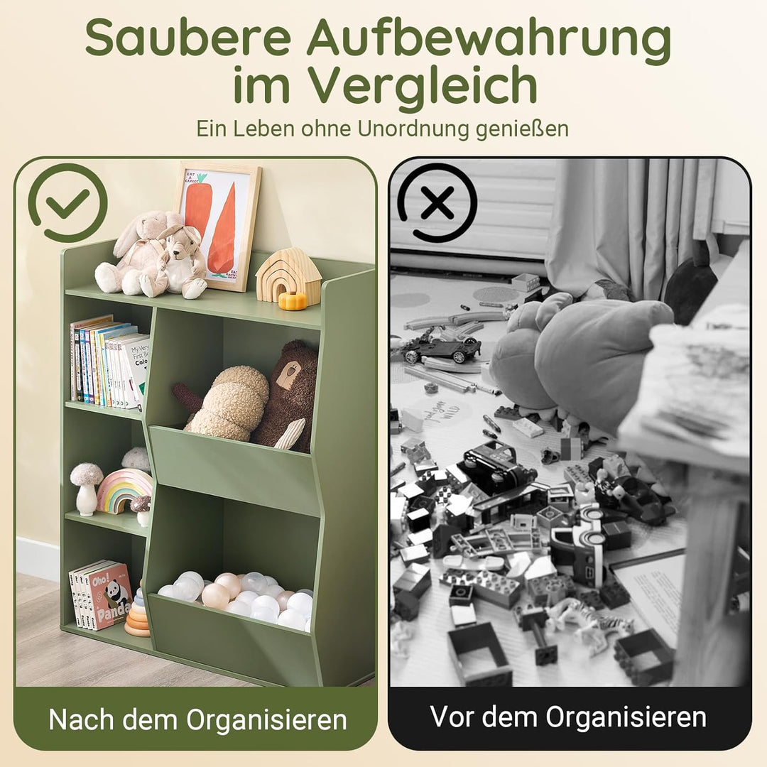 SoBuy Kinder Bücherregal Montessori Regal Kinderzimmer mit 5 Offenes Fach Kinderregal für Spielzeug