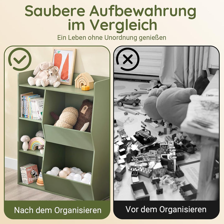 SoBuy Kinder Bücherregal Montessori Regal Kinderzimmer mit 5 Offenes Fach Kinderregal für Spielzeug