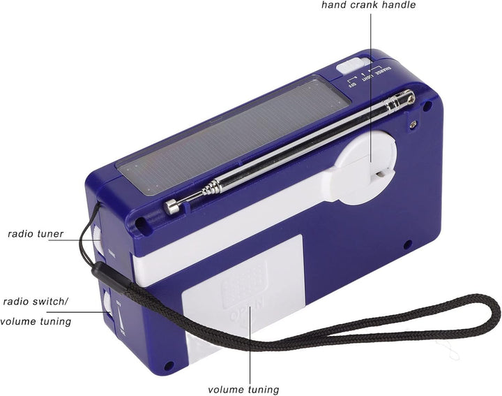RD 638T Solar Hand Crank Notio -Radio, AM FM Small Weather Radios, Tragbares Überlebensradio mit LED