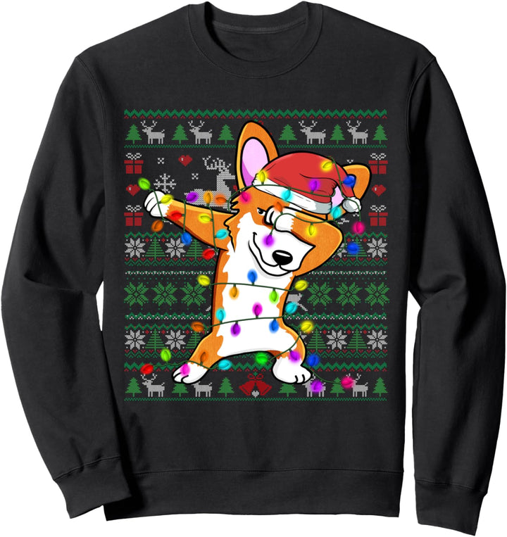 Dabbing Corgi Christmas Lights Ugly Christmas Sweater Gifts Sweatshirt