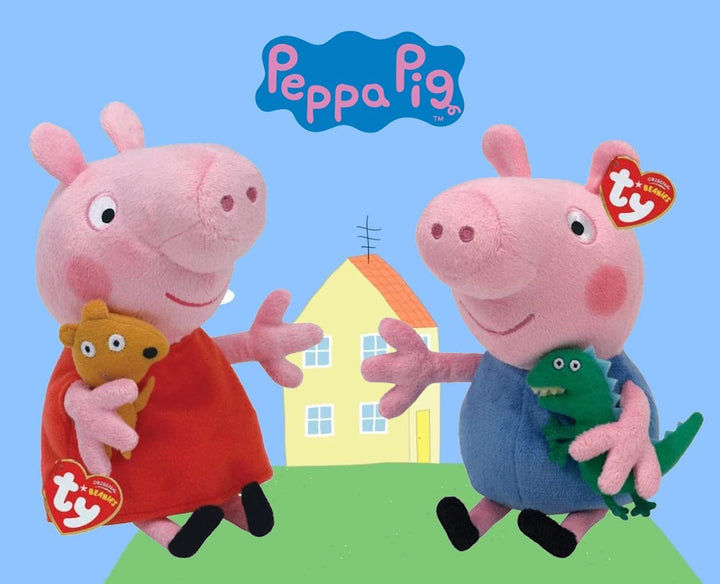 TY Peppa Pig &amp; George Pig 10 Zoll Multipack - Beanie Baby Weiche Plüschtiere - Sammlerstück Kuschelt