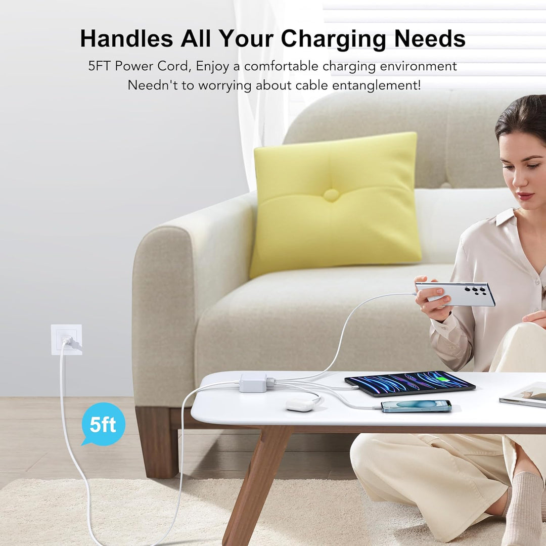 USB C Ladegerät, 100W 6-Port USB C Netzteil Schnellladegerät, PD 3.0 USB C Charger Power Adapter+QC