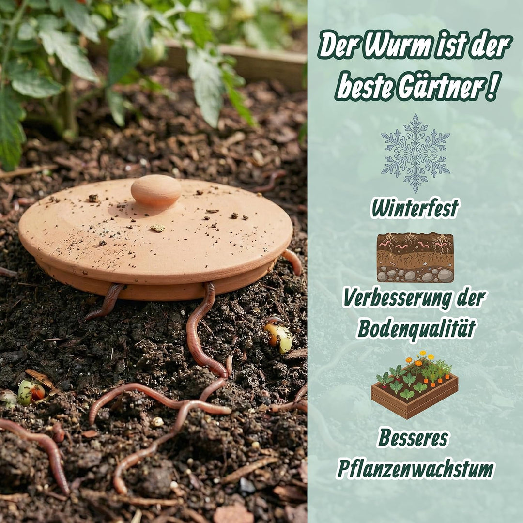 Relaxdays Wurmkomposter zum Eingraben, 1 L, Wurmturm für Küchenabfälle, Deckel, Komposter Garten & B