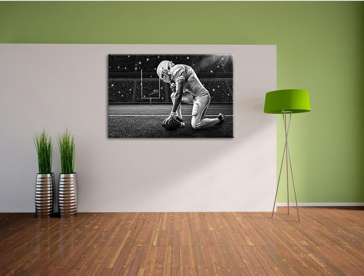 Pixxprint Football-Spieler als Leinwandbild/Grösse: 100x70 / Wandbild/Kunstdruck/fertig bespannt, 10
