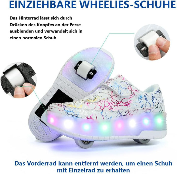 HUSKSWARE Rollschuhe Schuhe Jungen Mädchen Mit 4 Rollen Skateboardschuhe, verstellbar Jugend Schuhe