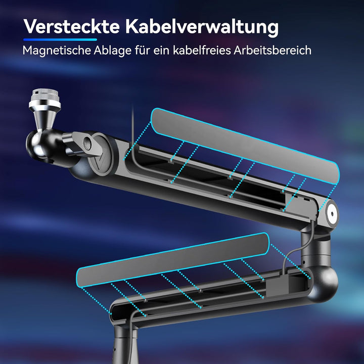 THRONMAX S7 Tune Low Profile Mic Arm, 360° drehbarer Mikrofonarm Mikrofonständer, Kabelmanagement, e