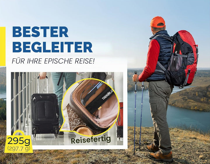 TREKOLOGY TREKZ SE Ultra-Leicht Trekkingstöcke/Wanderstöcke Faltbar - Nordic Walking Stöcke Für Dame