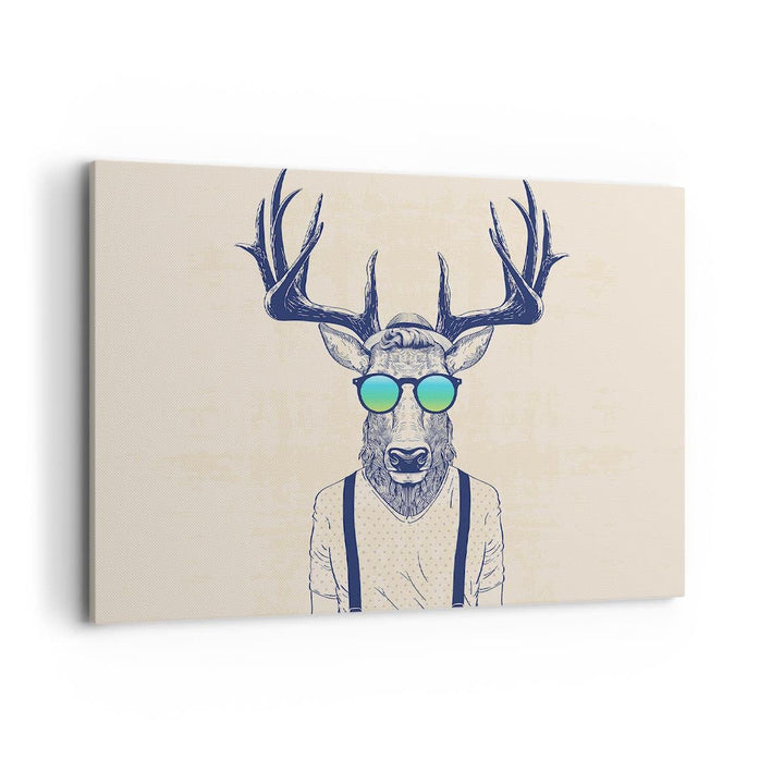 Bilder auf Leinwand 100x70cm Leinwandbild mit Rahmen Hirsch Abstraktion Gross Wanddeko Bild Schlafzi
