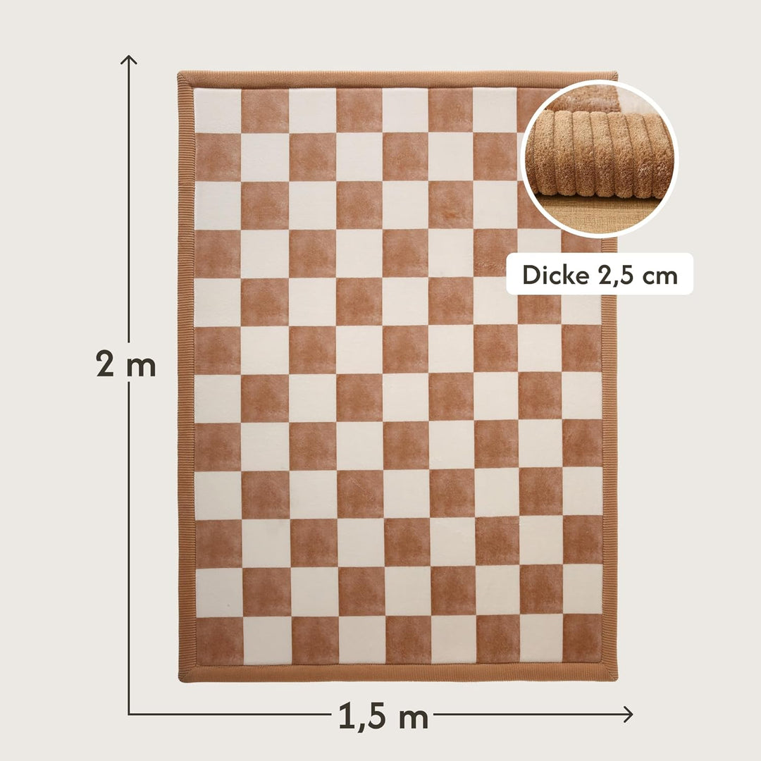 Hakuna Matte Baby Krabbeldecke „Cloud Soft“ 200 x 150 x 2,5 cm, Schachbrettmuster – Hochwertige Kind