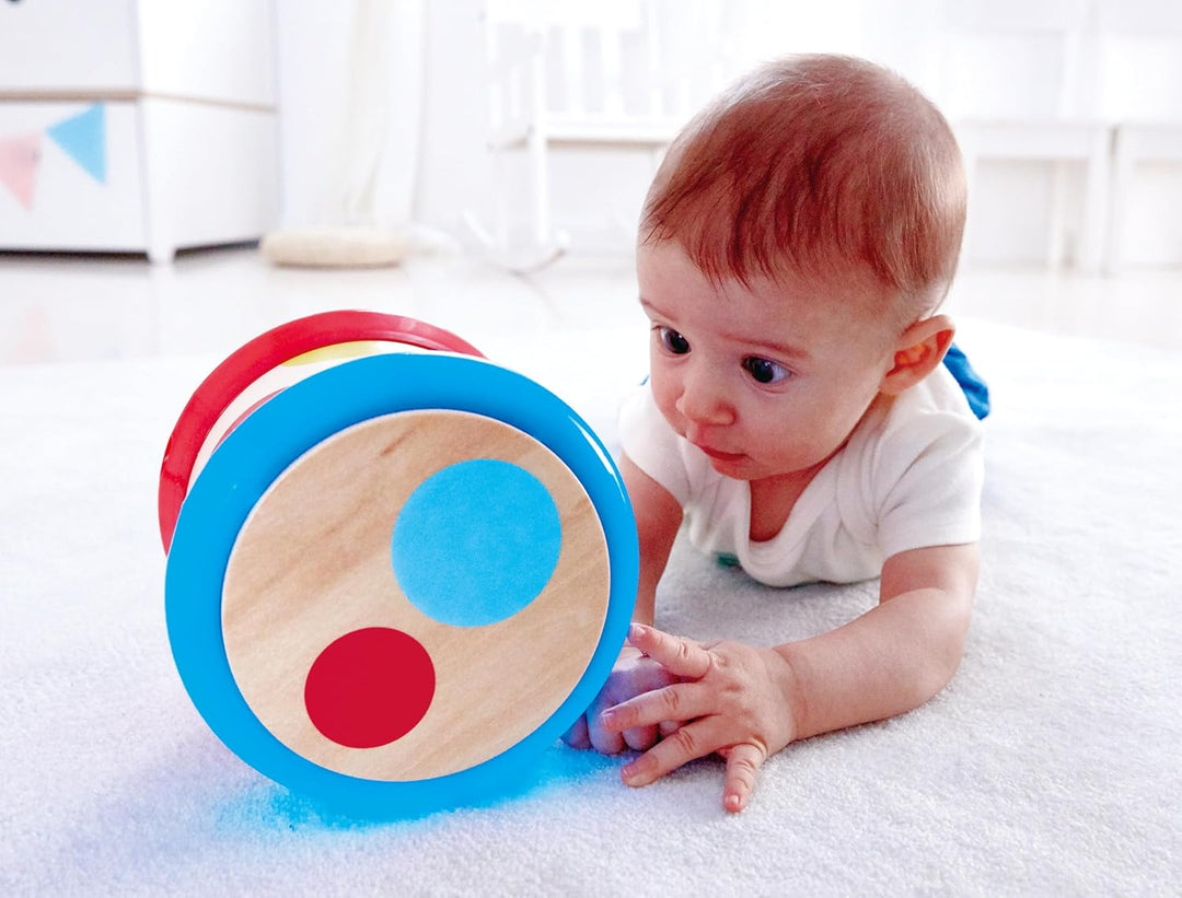Hape Baby-Trommel - Rollendes Musikspielzeug für Kleinkinder zum Erlernen von Rhythmus und unterschi