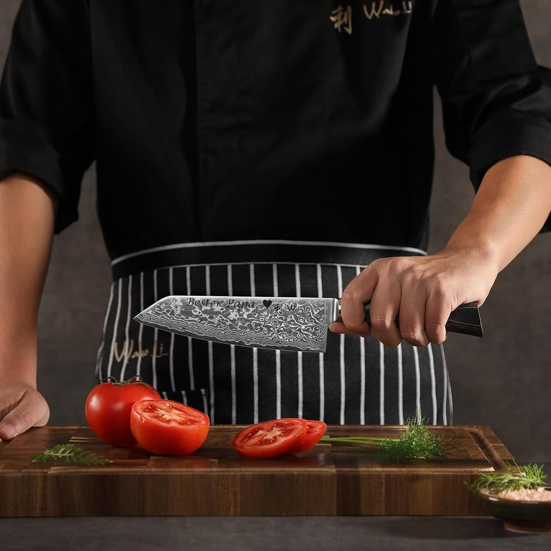 Wakoli EDIB Pro Black Damastmesser Set mit Gravur – Personalisiertes 3er Kiritsuke Messerset, 17cm,