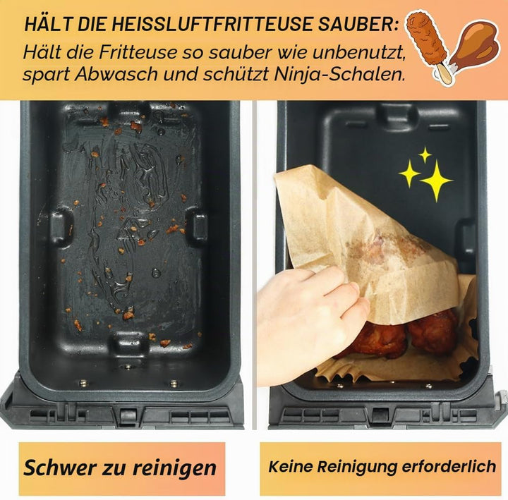 200PCS Backpapier für Heissluftfritteuse, Air Fryer Zubehör für Ninja SL400EU/AF400EU/AF451EU Foodi