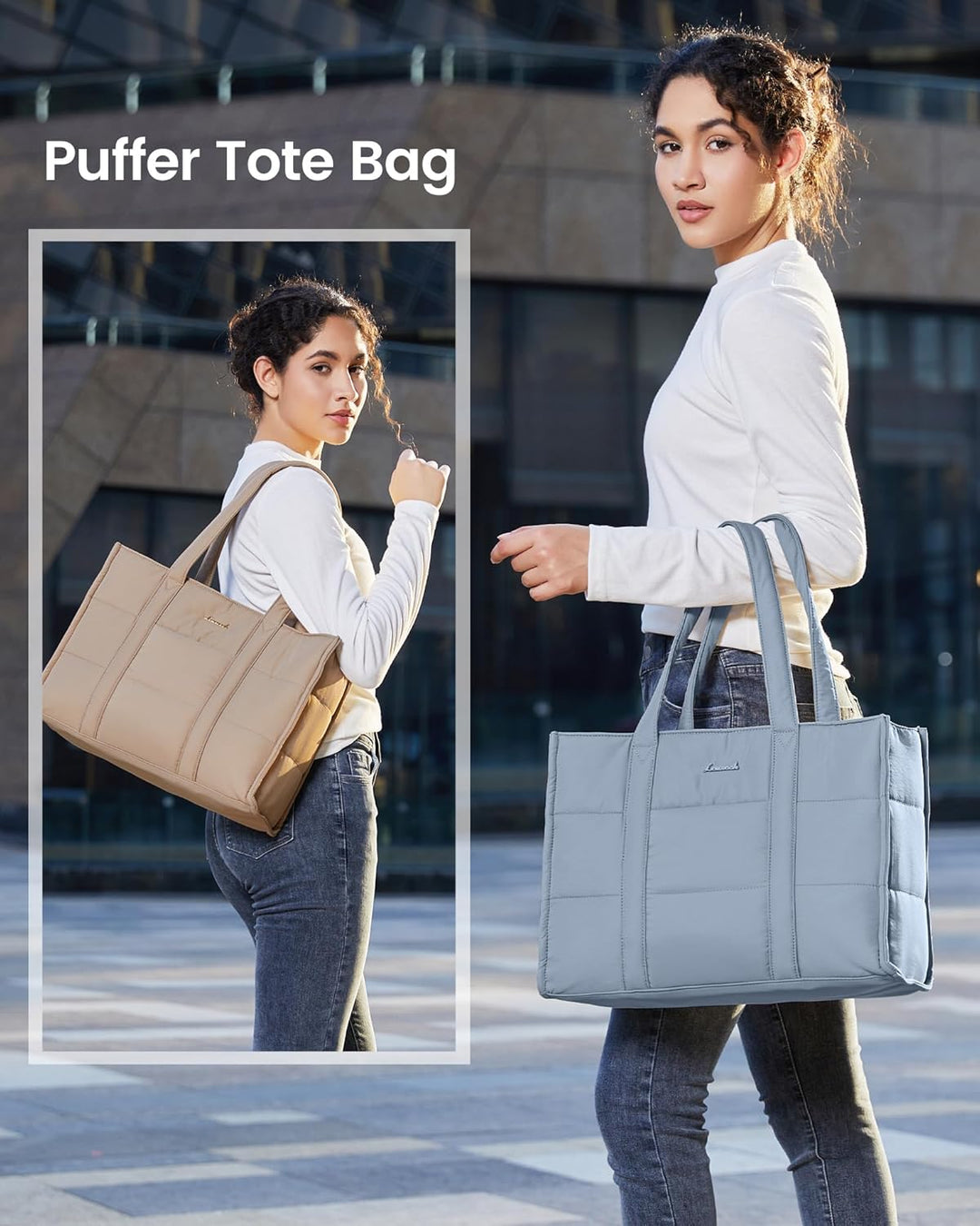 LOVEVOOK Laptoptasche Damen 15,6 Zoll, Gross Handtasche Shopper Puffer Tasche Arbeitstasche Aktentas