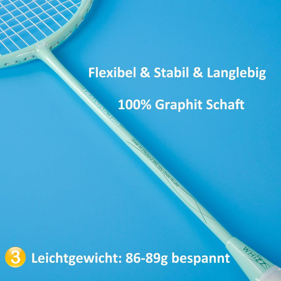 BAIHUALIN WHiZZ Badmintonschläger Set 2 Spieler, Leichter Carbon Graphit Badminton Schläger Federbal