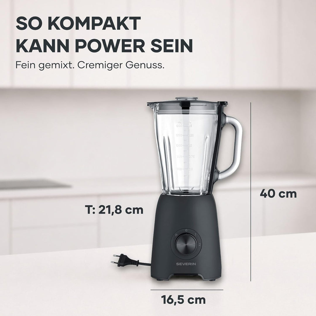 Severin Standmixer, Smoothie Maker, Blender elektrisch, 1,5L, 2 Stufen, Impulsfunktion, spülmaschine