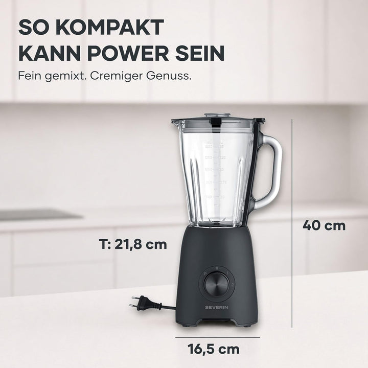 Severin Standmixer, Smoothie Maker, Blender elektrisch, 1,5L, 2 Stufen, Impulsfunktion, spülmaschine