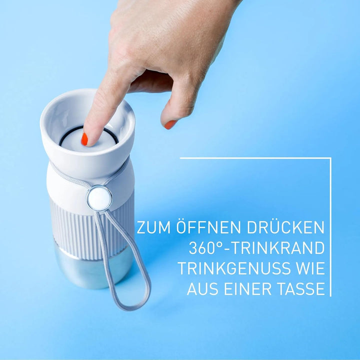 EMSA beYou Office-Set, 100% Dicht, oneClick Frischhaltedose 0,5 L, 1,2 L, beYou Cup Mug 0,36 L, Blau