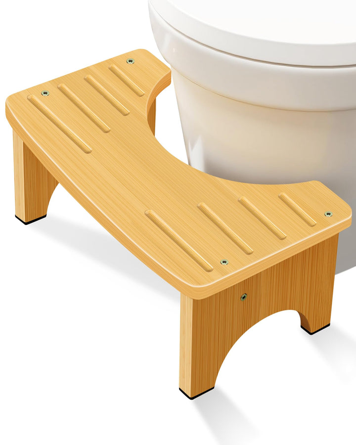 RayLove Physiologischer Toilettenhocker aus Bambus – WC-Trittbrett aus Holz – 35 Grad strapazierfähi