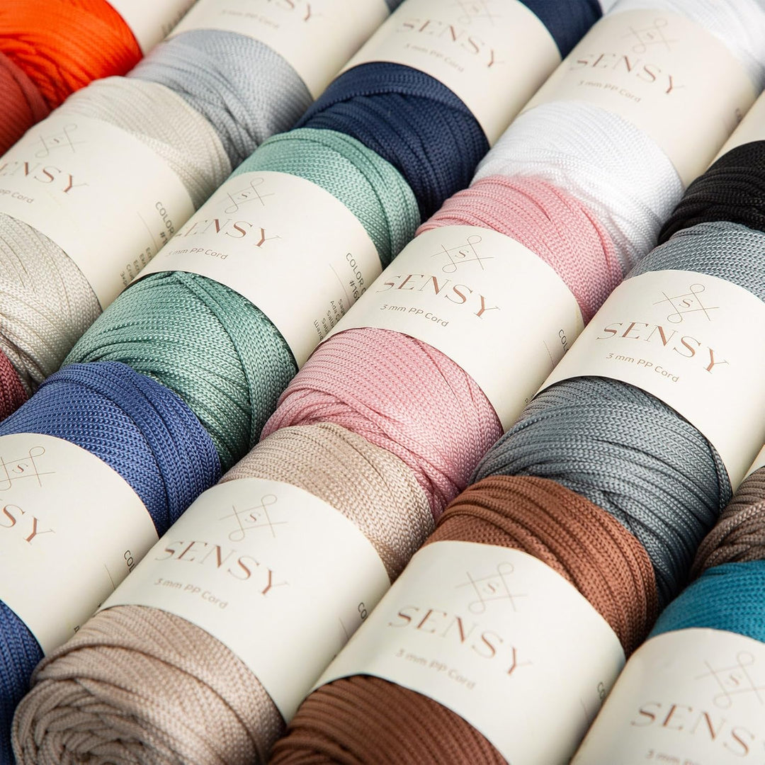 Sensy Premium 3 mm 120 Meter Polyester-Seil, 100% Polypropylen-Kordel, Makramee-Kordel, 3 mm Häkelta