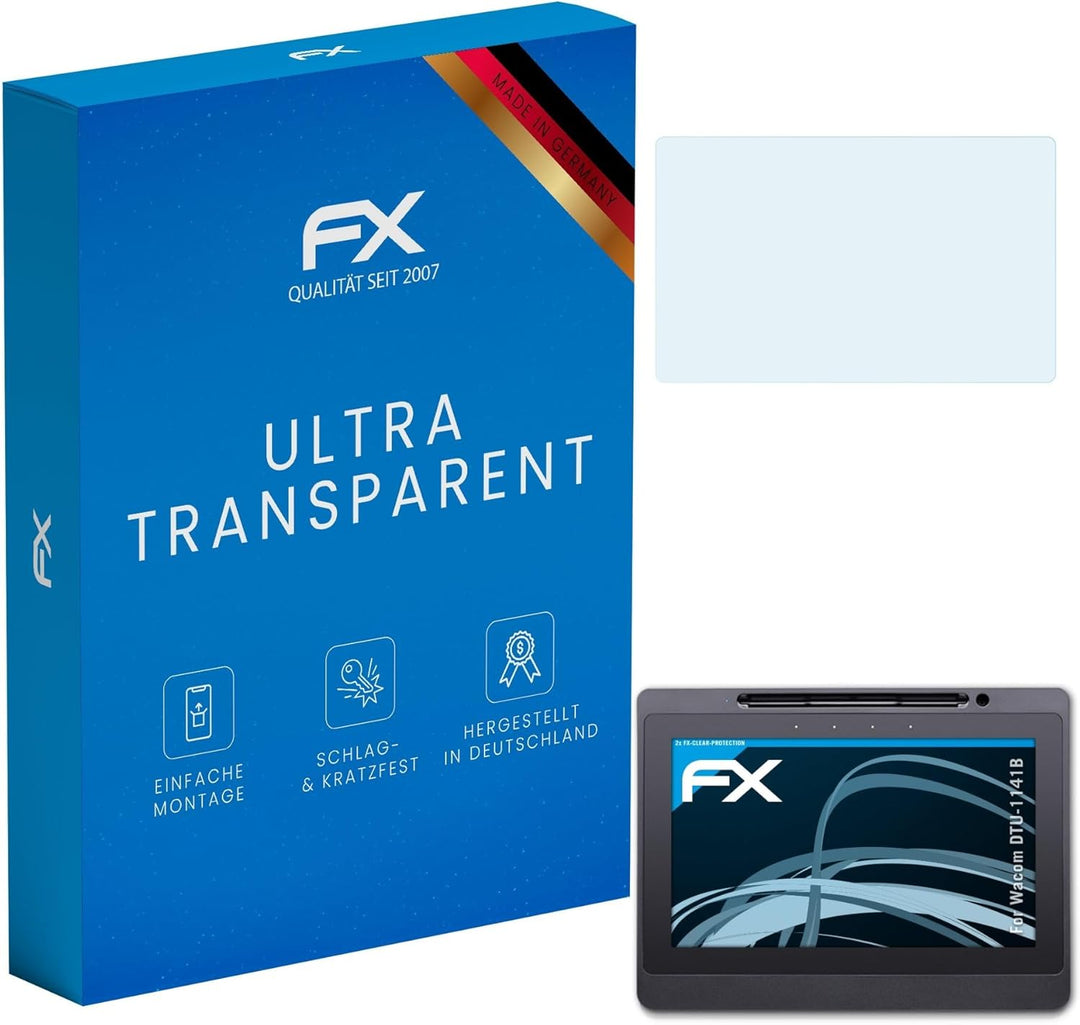 atFoliX Schutzfolie kompatibel mit Wacom DTU-1141B Folie, ultraklare FX Displayschutzfolie (2X)