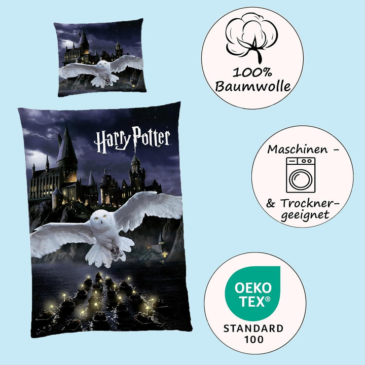 Familando Wende Bettwäsche-Set Harry Potter 135x200 80 x 80 cm · Kinderbettwäsche aus 100% Baumwolle