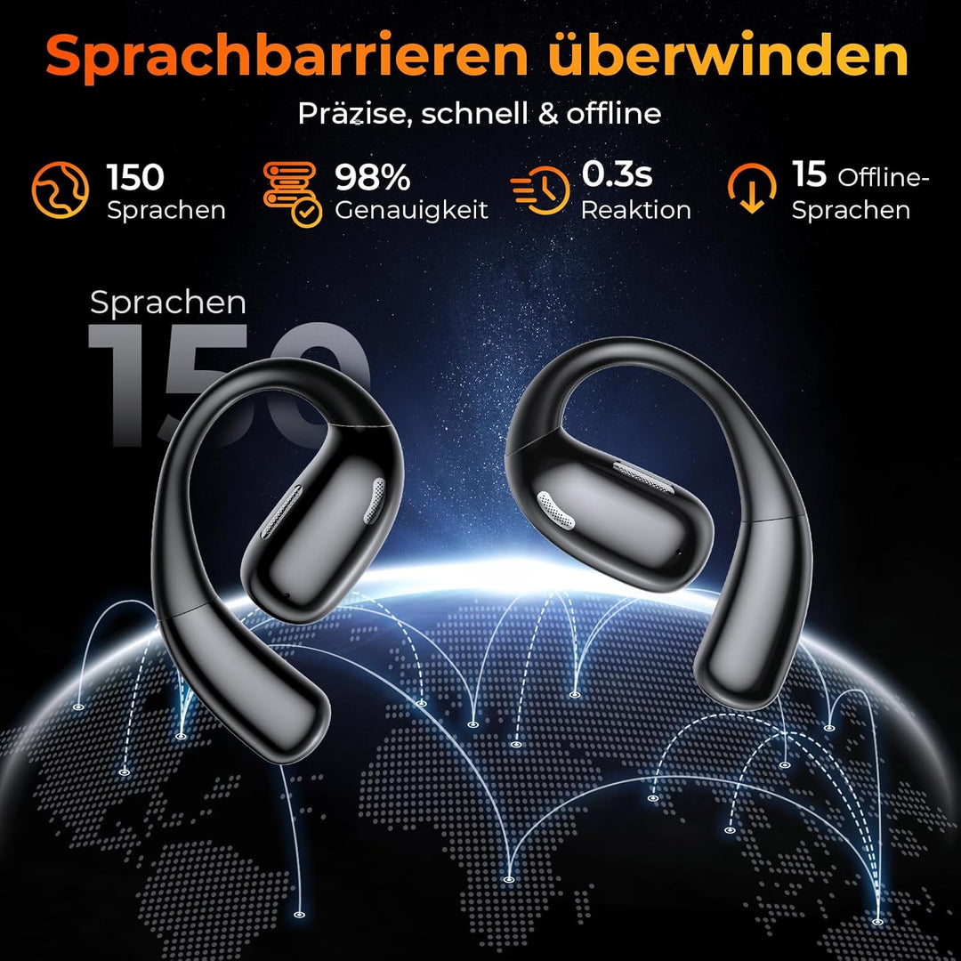 kentfaith KI Übersetzer Kopfhörer, 3-in-1 Echtzeit Sprachübersetzer Kopfhörer 150 Sprachen & 16 Offl