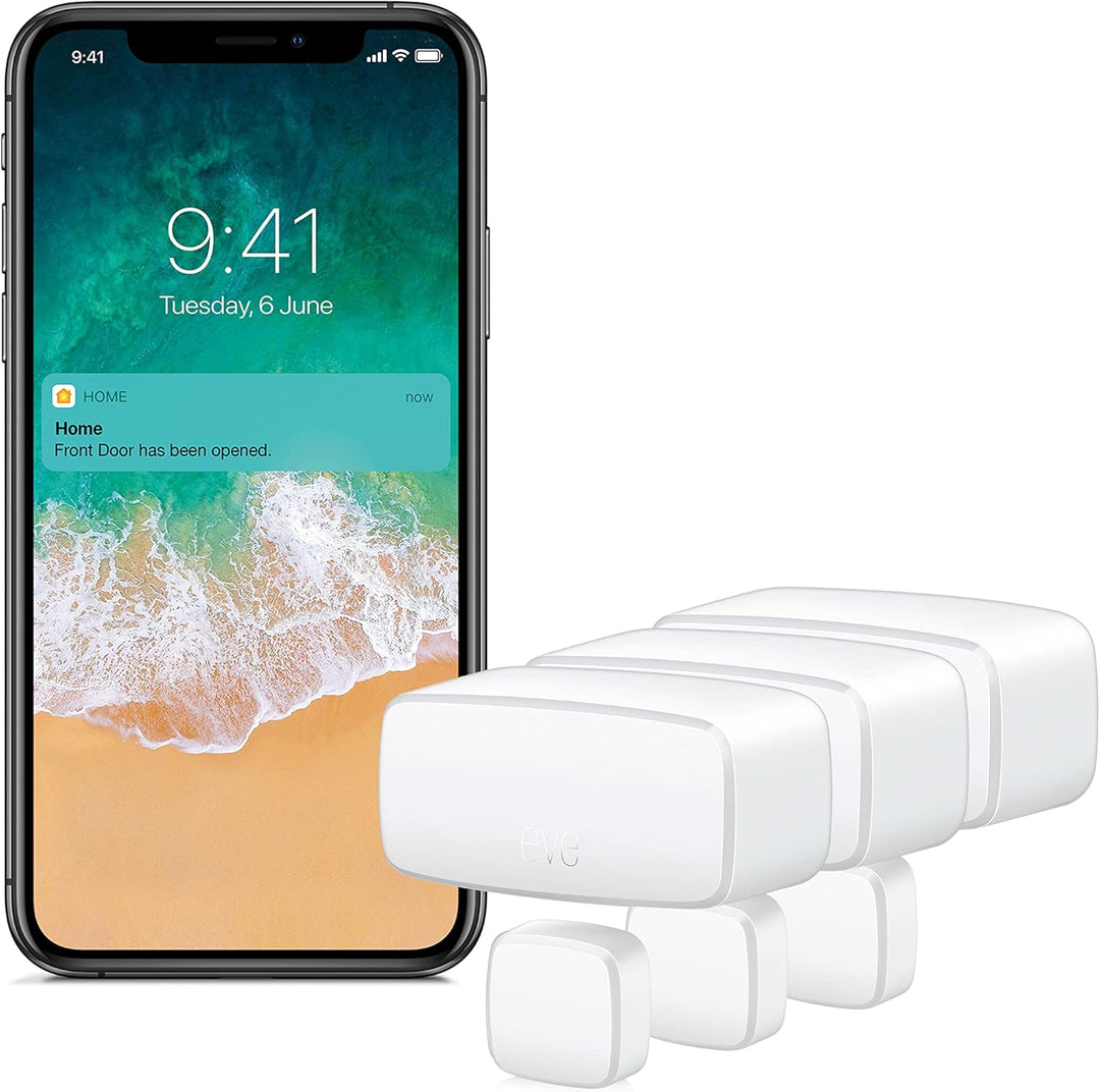 Eve Outdoor Cam (White Edition) – Smarte Überwachungskamera & Door & Window 3er Set – Smarter Kontak