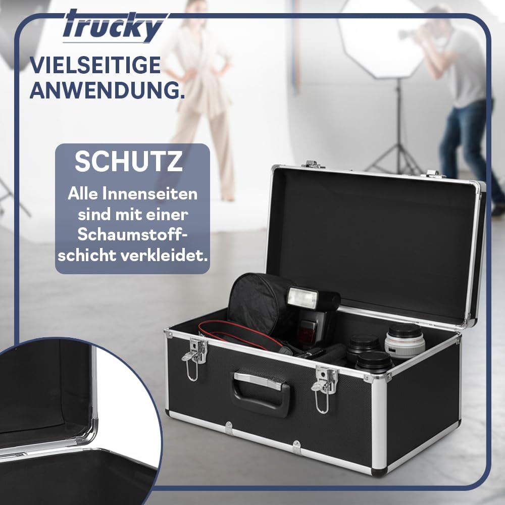 trucky Aluminium 3er Set Schwarz Boxen Alukiste 3x Alu Box Koffer Kiste Transportbox Werkzeugkiste W