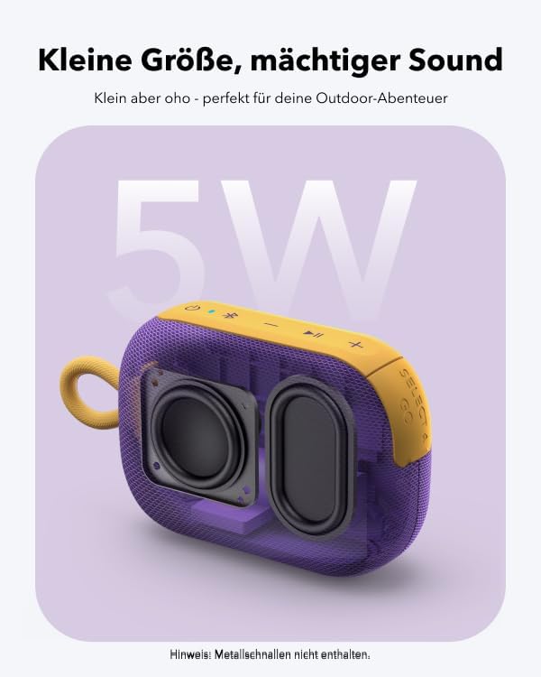 soundcore Select 4 Go Bluetooth Lautsprecher, ultraportabel, bis zu 20h Wiedergabe, IP67 Wasser- und