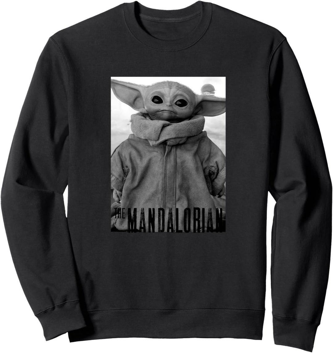 Star Wars The Mandalorian The Child Black & White Portrait Sweatshirt